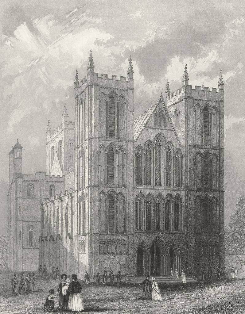 YORKS. Ripon Cathedral NW view 1836 old antique vintage print picture